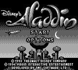 Aladdin title screen for GameBoy